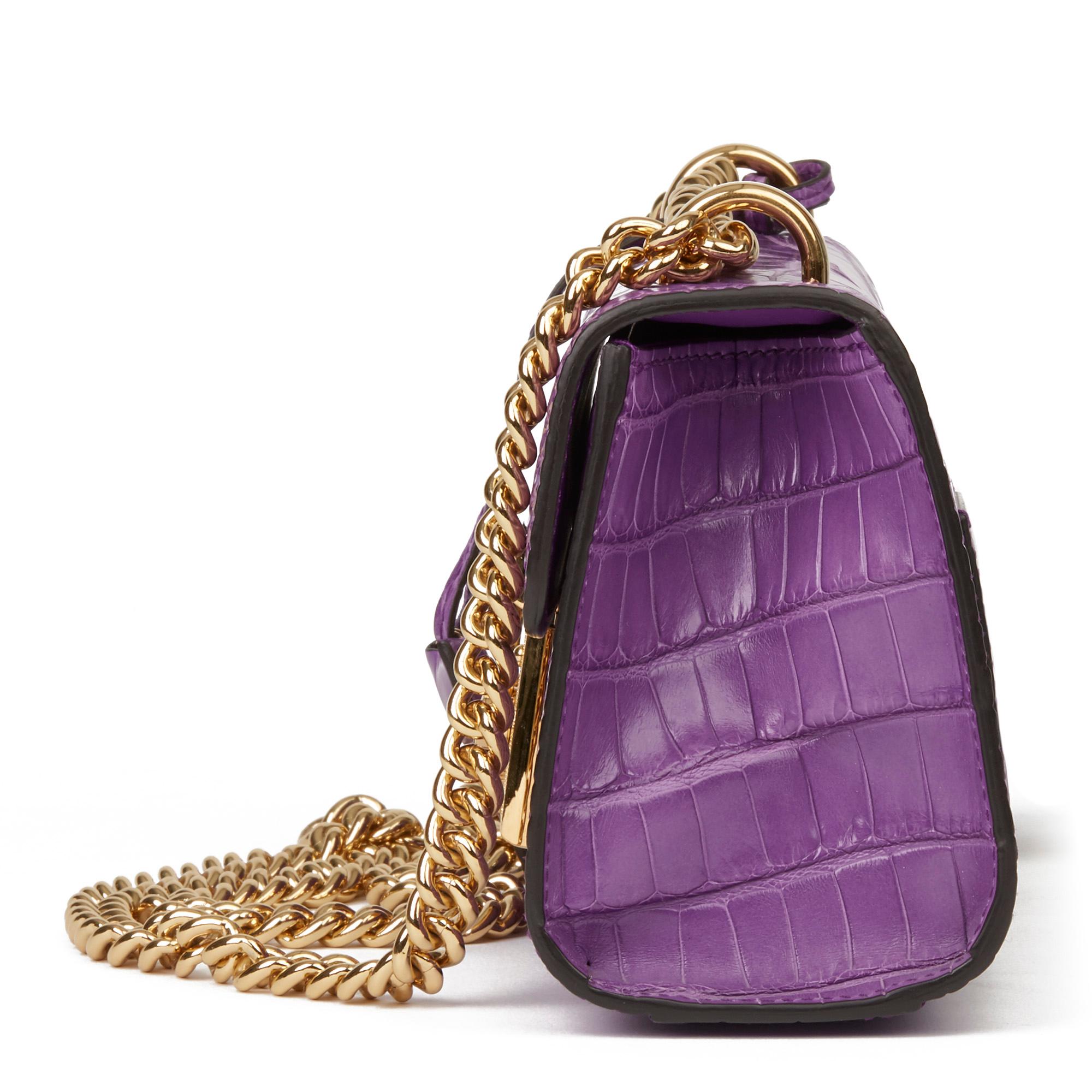 2020 Gucci sac à bandoulière en cuir d'alligator mat, petit cadenas, violet cyclamen Neuf - En vente à Bishop's Stortford, Hertfordshire