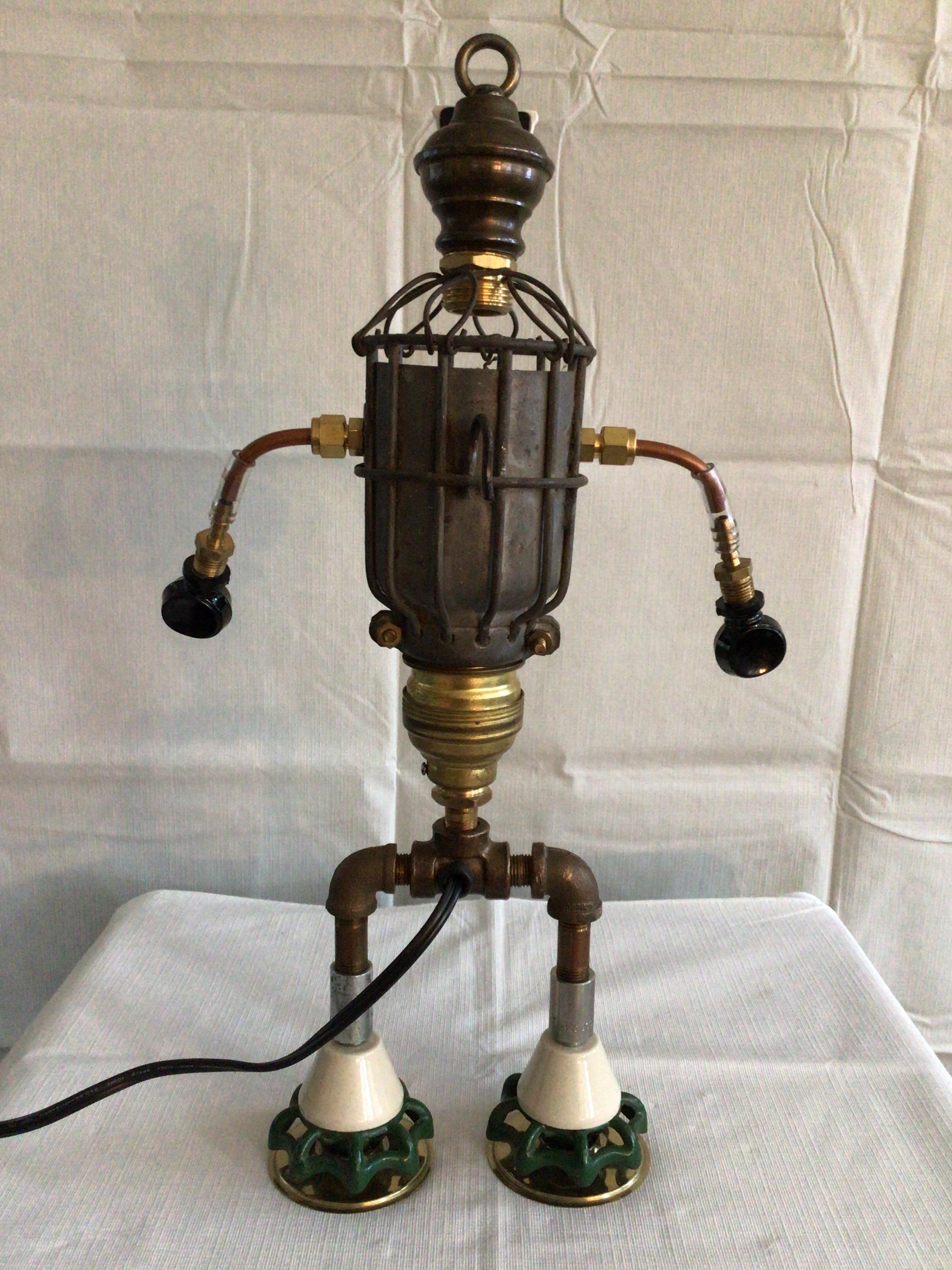 Metal 2020 Handmade Industrial Robot with Flickering Light For Sale