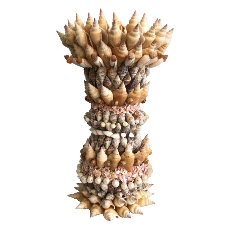 Shell Vase, Handmade Textured Terracotta Jug in Gray For Sale at 1stDibs