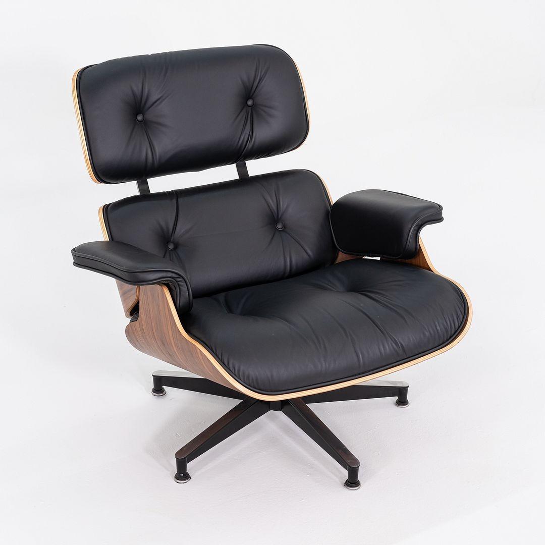 2020 Herman Miller Eames Lounge Chair and Ottoman in Black Leather and Walnut 5