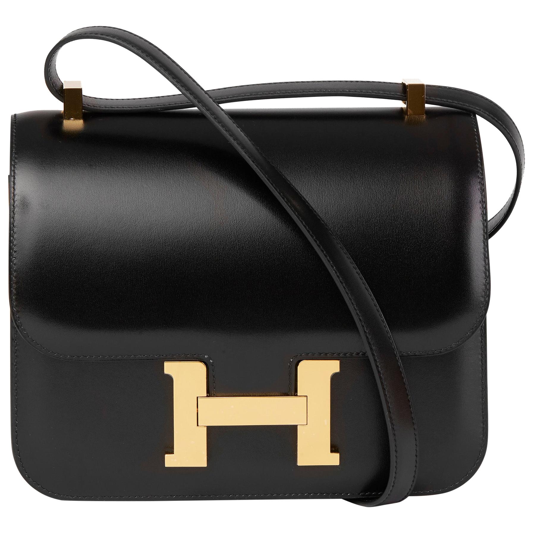 2020 Hermès Black Box Calf Leather Constance 23