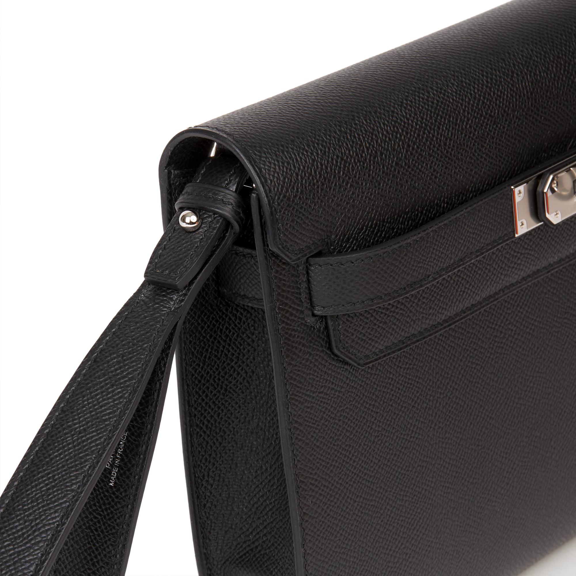 2020 Hermès Black Epsom Leather Kelly Depeches 25cm Pochette 1