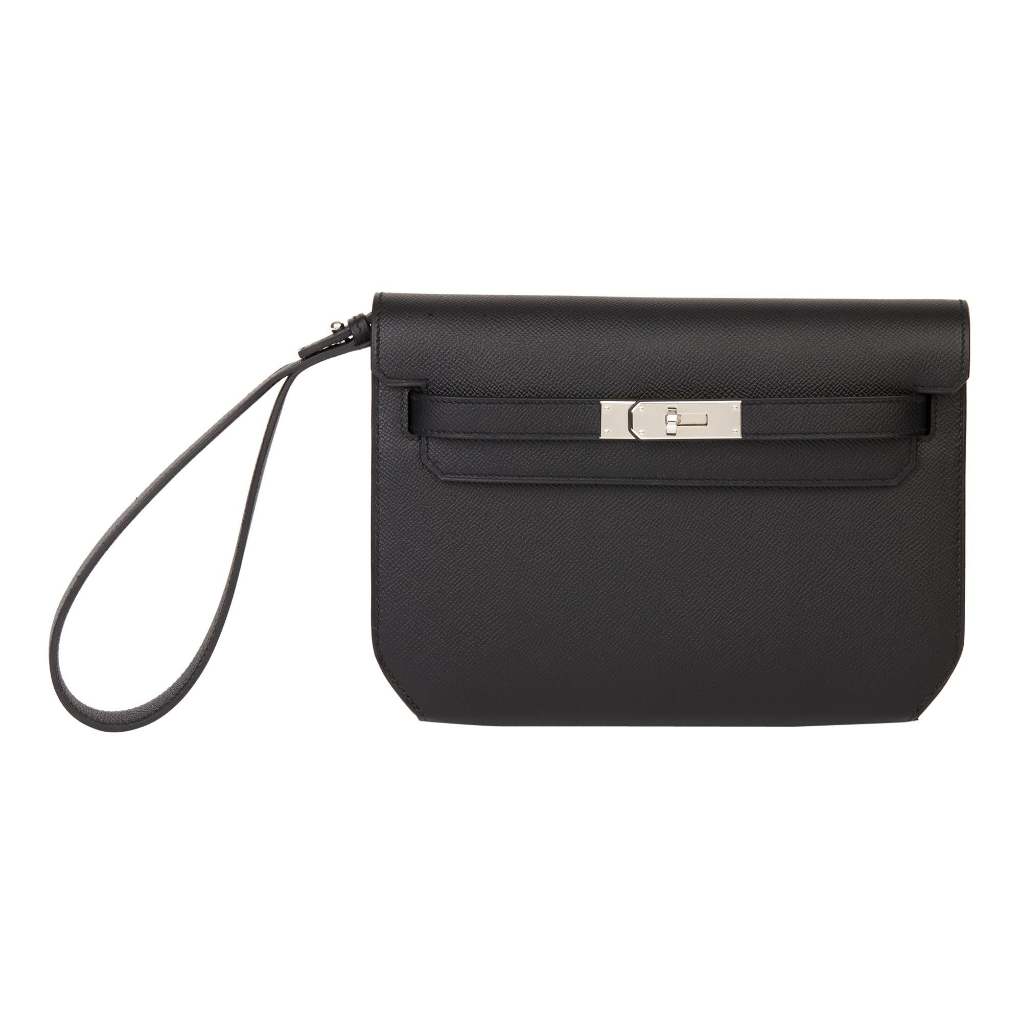 2020 Hermès Black Epsom Leather Kelly Depeches 25cm Pochette at 1stDibs ...