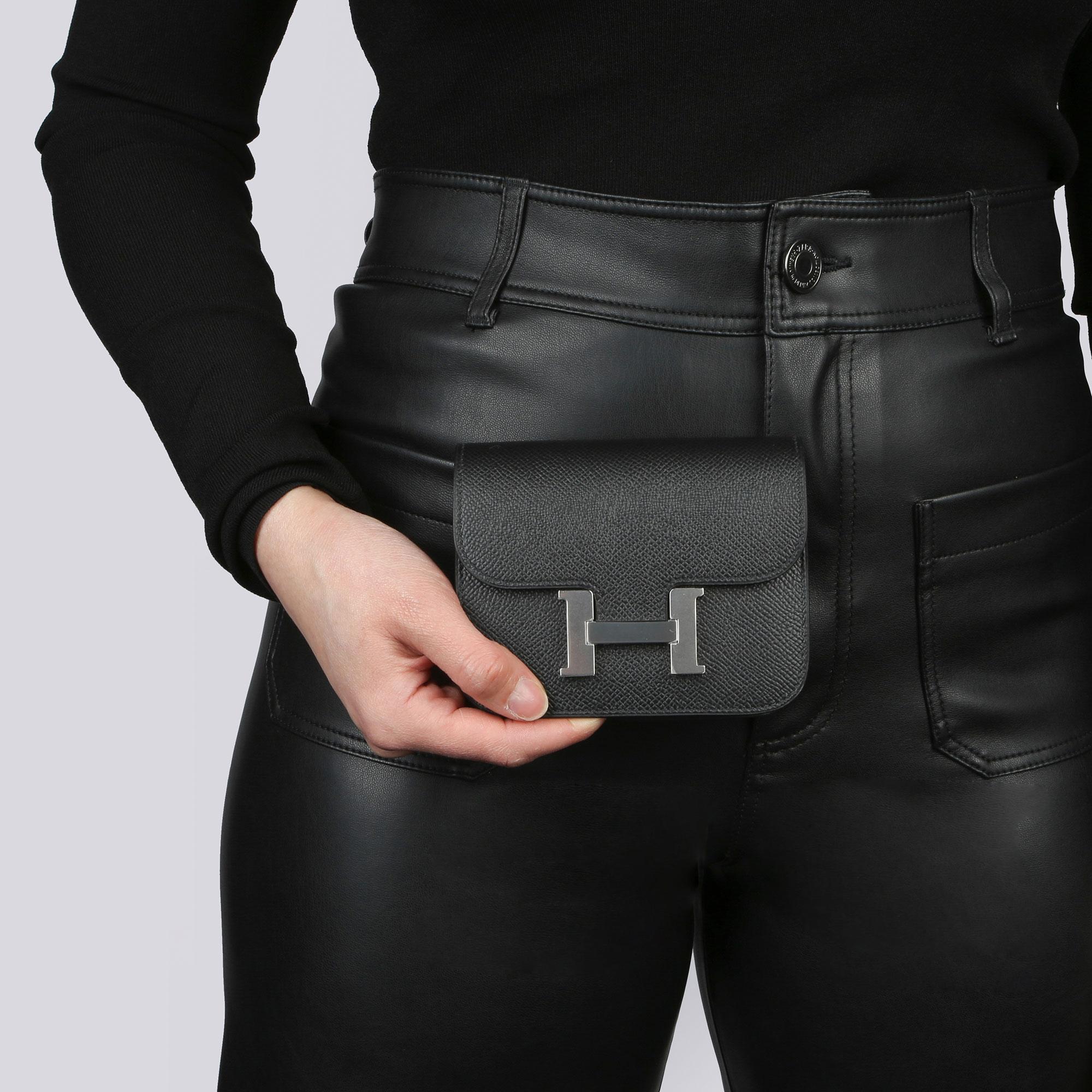 2020 Hermes Noir Epsom Leather Constance Slim Wallet 3