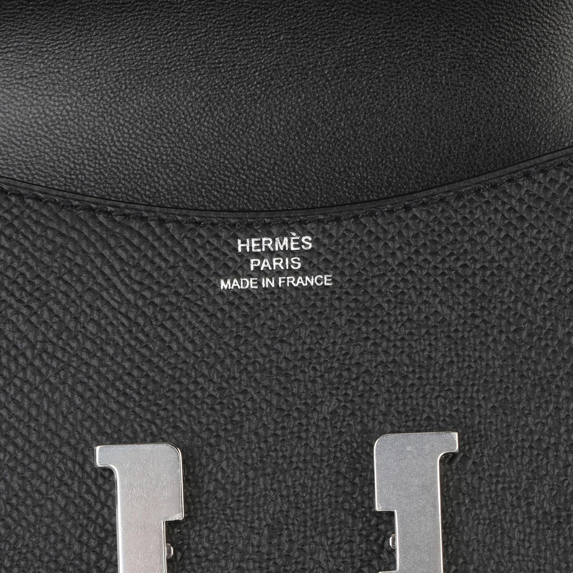 Women's 2020 Hermes Noir Epsom Leather Constance Slim Wallet