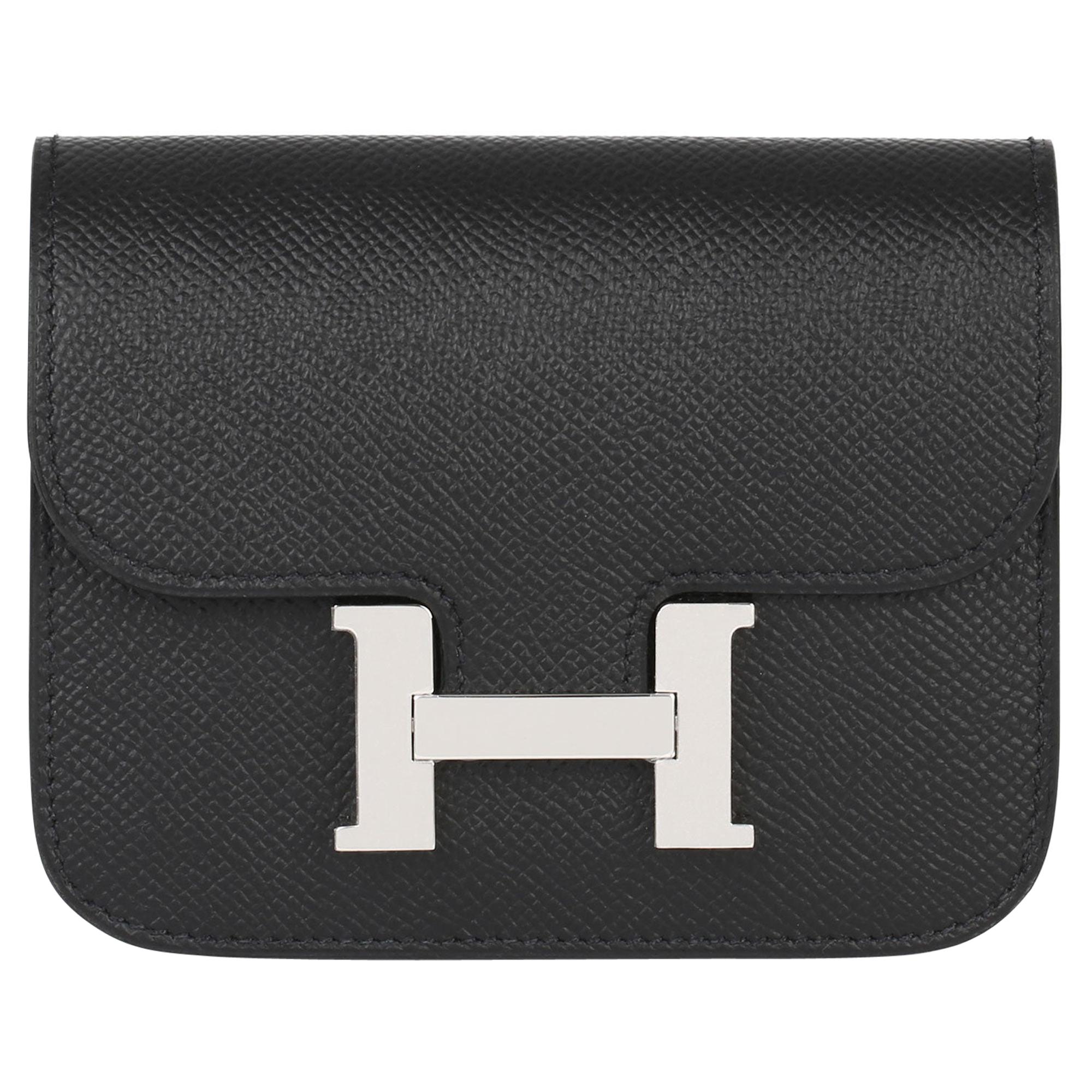 2020 Hermes Noir Epsom Leather Constance Slim Wallet