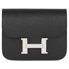 2020 Hermès Noir Epsom Cuir Constance Slim Portefeuille