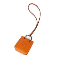 2020 Hermès Orange Lambskin Leather Shopping Bag Charm