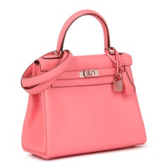 2020 Hermes Rose Eté Swift Leather Kelly 25cm Retourne