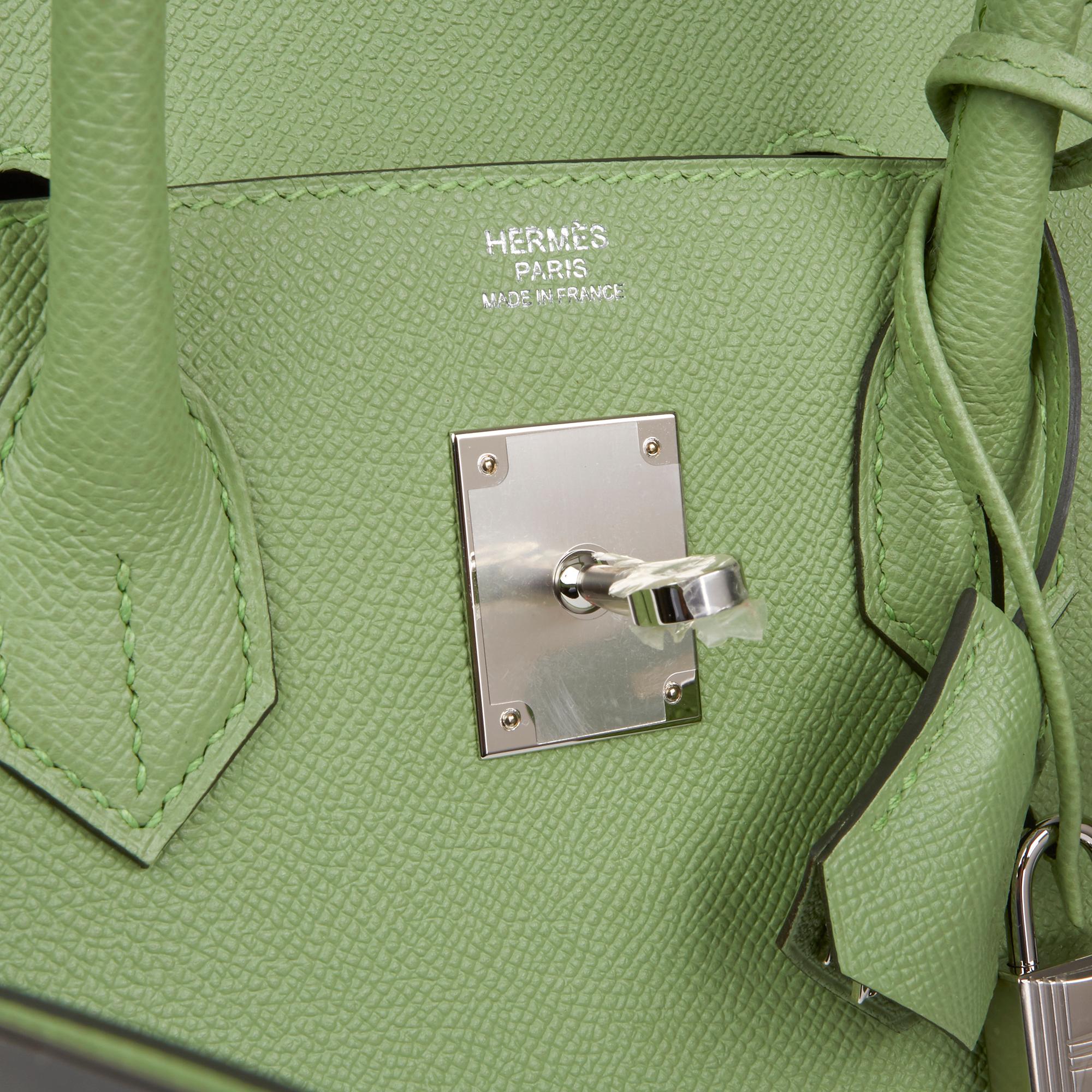 2020 Hermès Vert Criquet Epsom Leather Birkin 30cm Sellier In New Condition In Bishop's Stortford, Hertfordshire