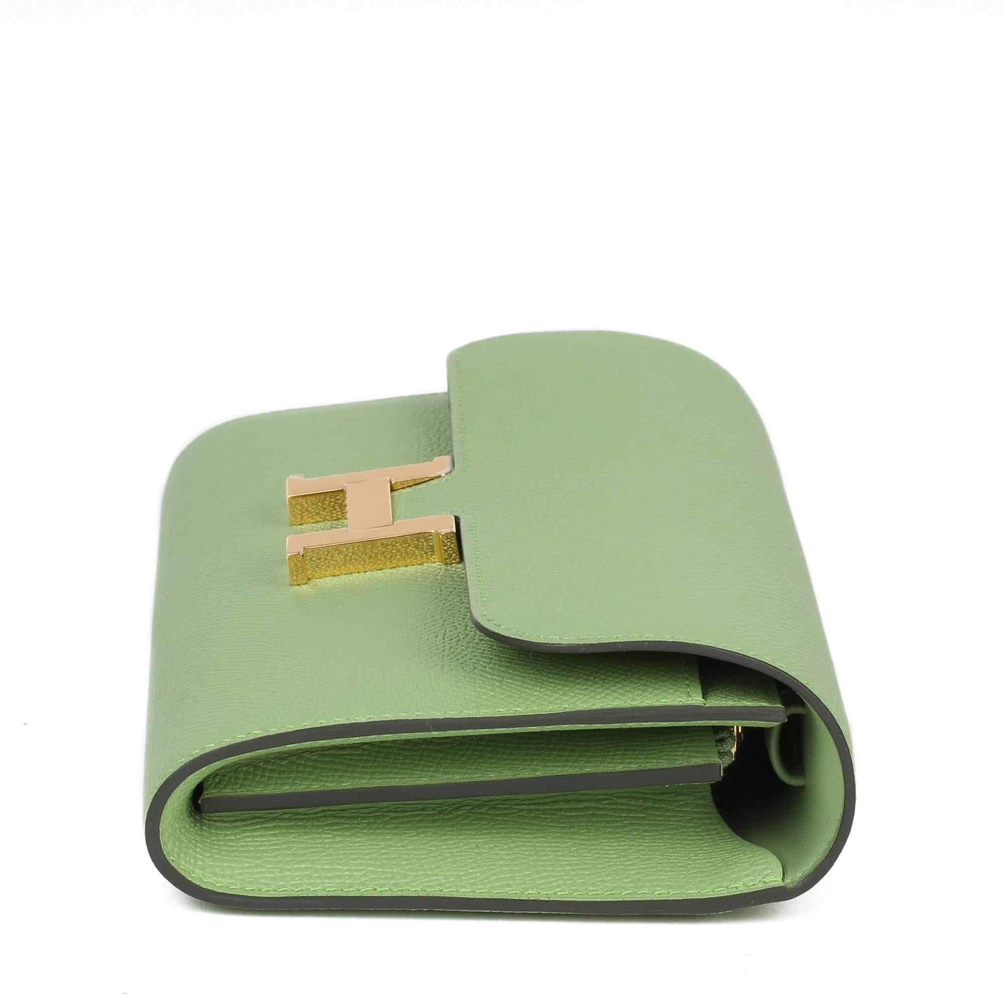 2020 Hermes Vert Criquet Epsom Leder Constance To Go Lange Brieftasche (Grün)