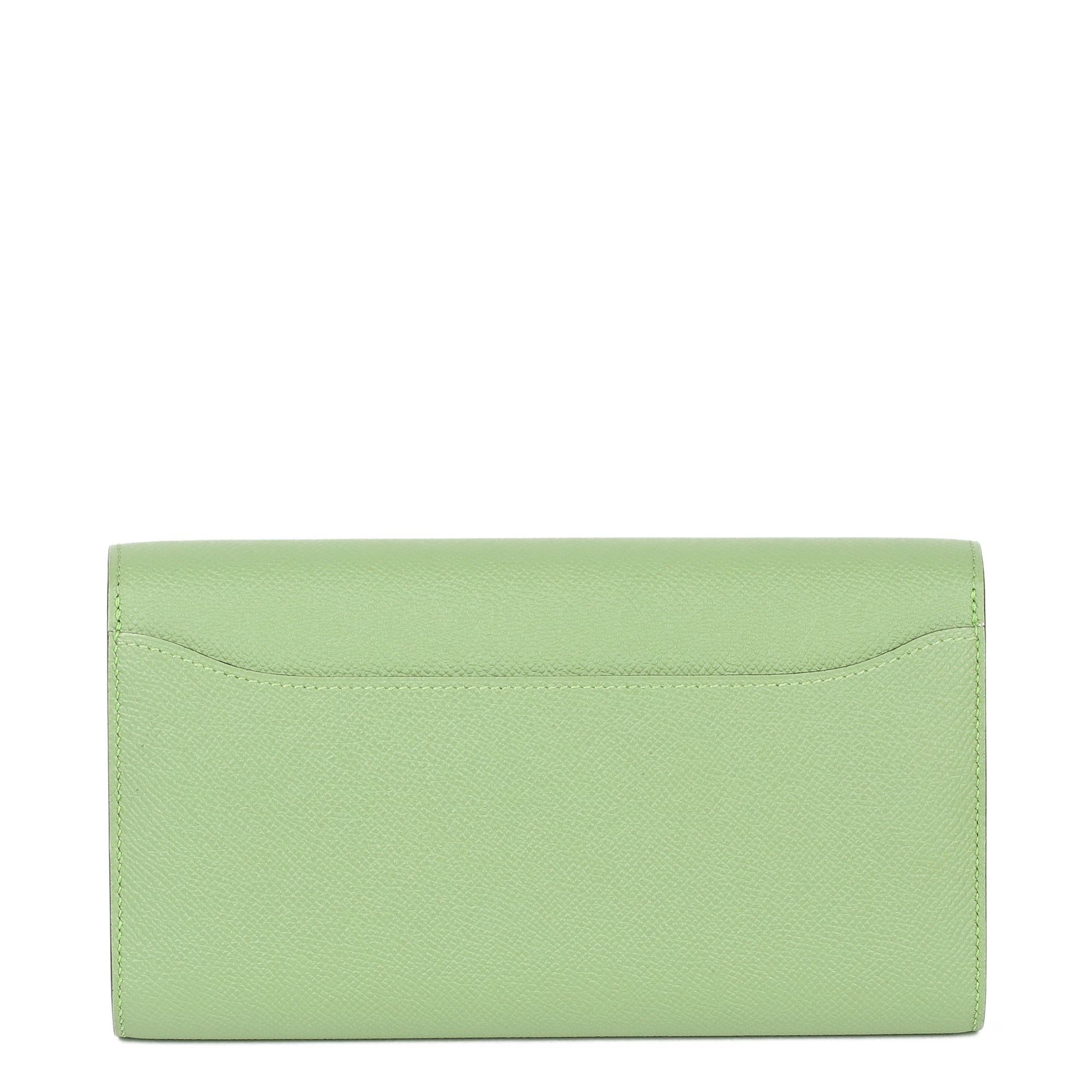 Green 2020 Hermes Vert Criquet Epsom Leather Constance To Go Long Wallet