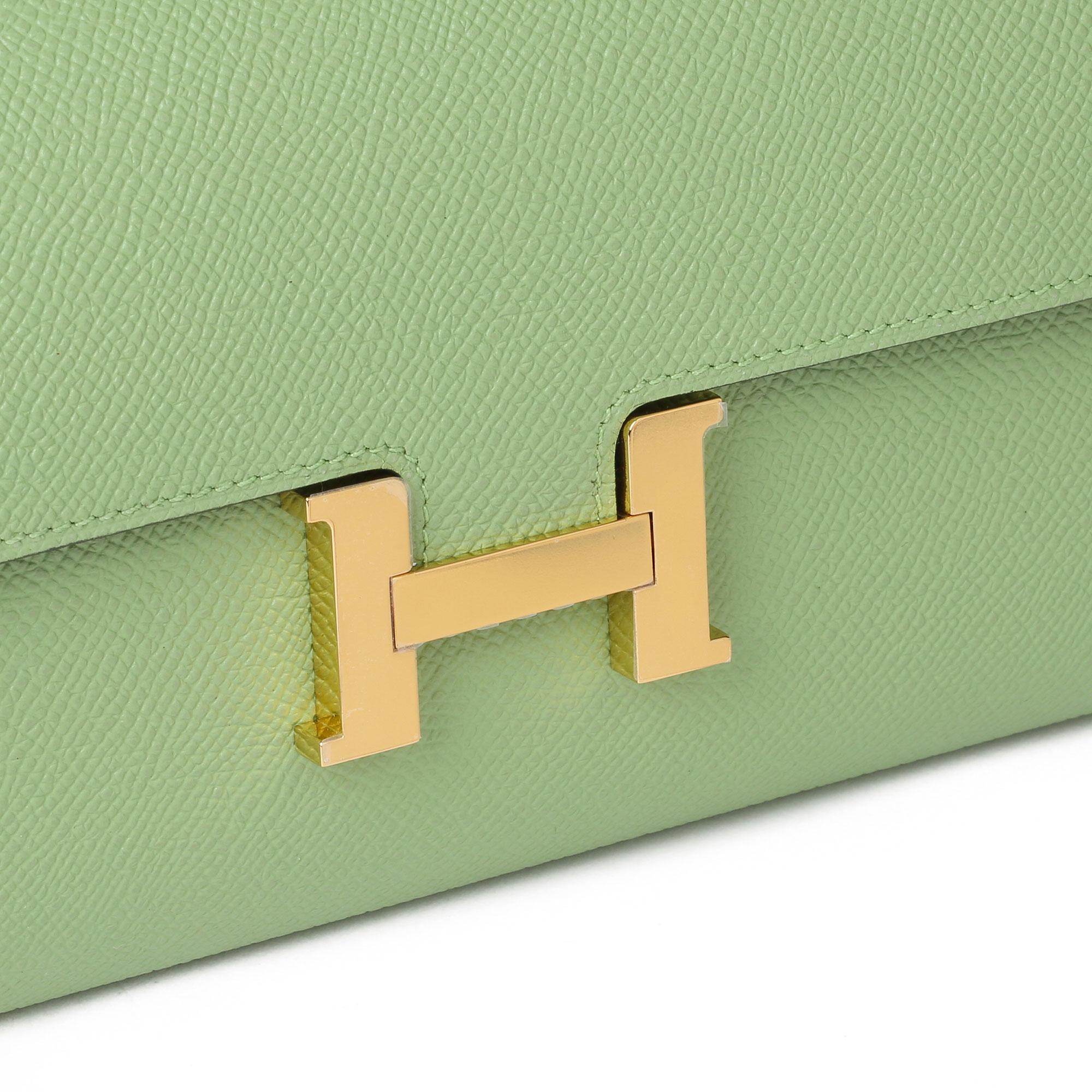 Women's 2020 Hermes Vert Criquet Epsom Leather Constance To Go Long Wallet