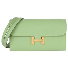 2020 Hermes Vert Criquet Epsom Leder Constance To Go Lange Brieftasche