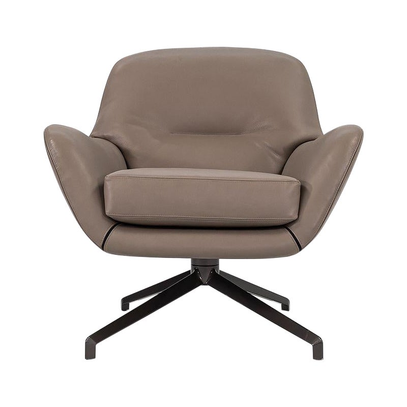 Chaise Jensen 2020 de Rodolfo Dordoni pour Minotti en cuir gris/beige