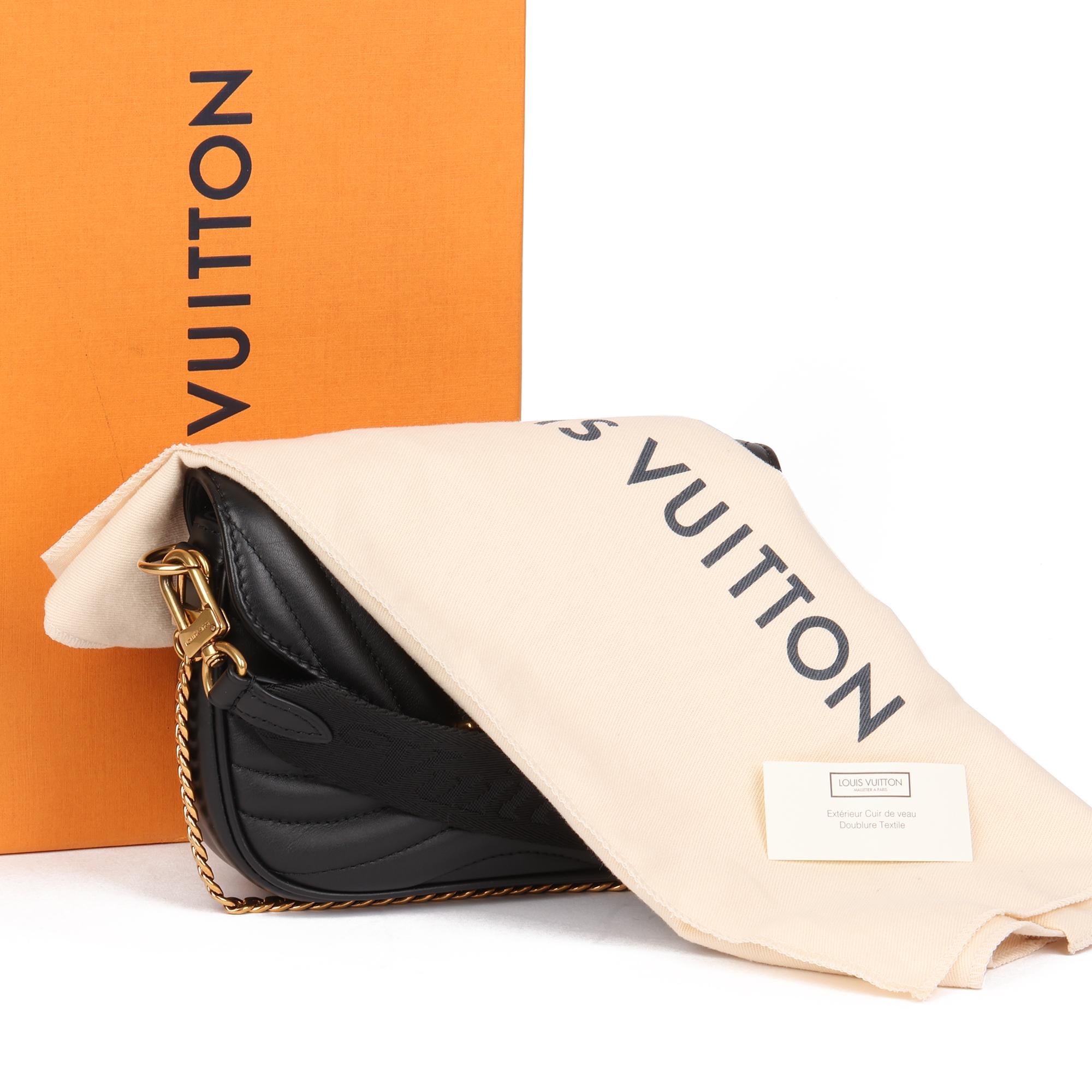 2020 Louis Vuitton Black Chevron Quilted Calfskin New Wave Multi Pochette  5