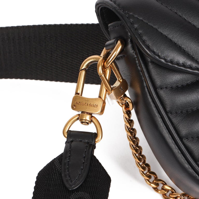 LOUIS VUITTON Black Chevron Quilted Calfskin Leather New Wave