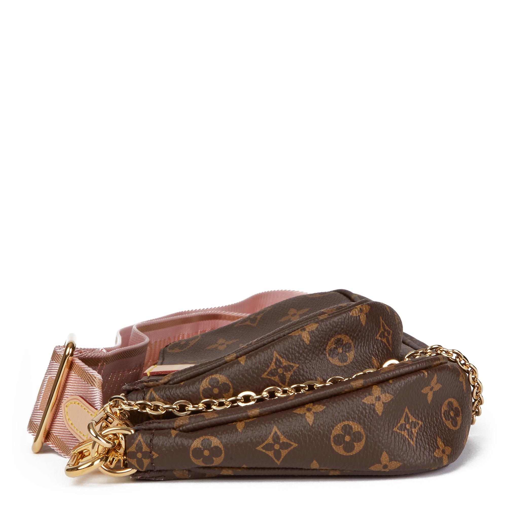 2020 Louis Vuitton Braunes Segeltuch, Rose Chiaro Jacquard Multi Pochette Zubehör Damen