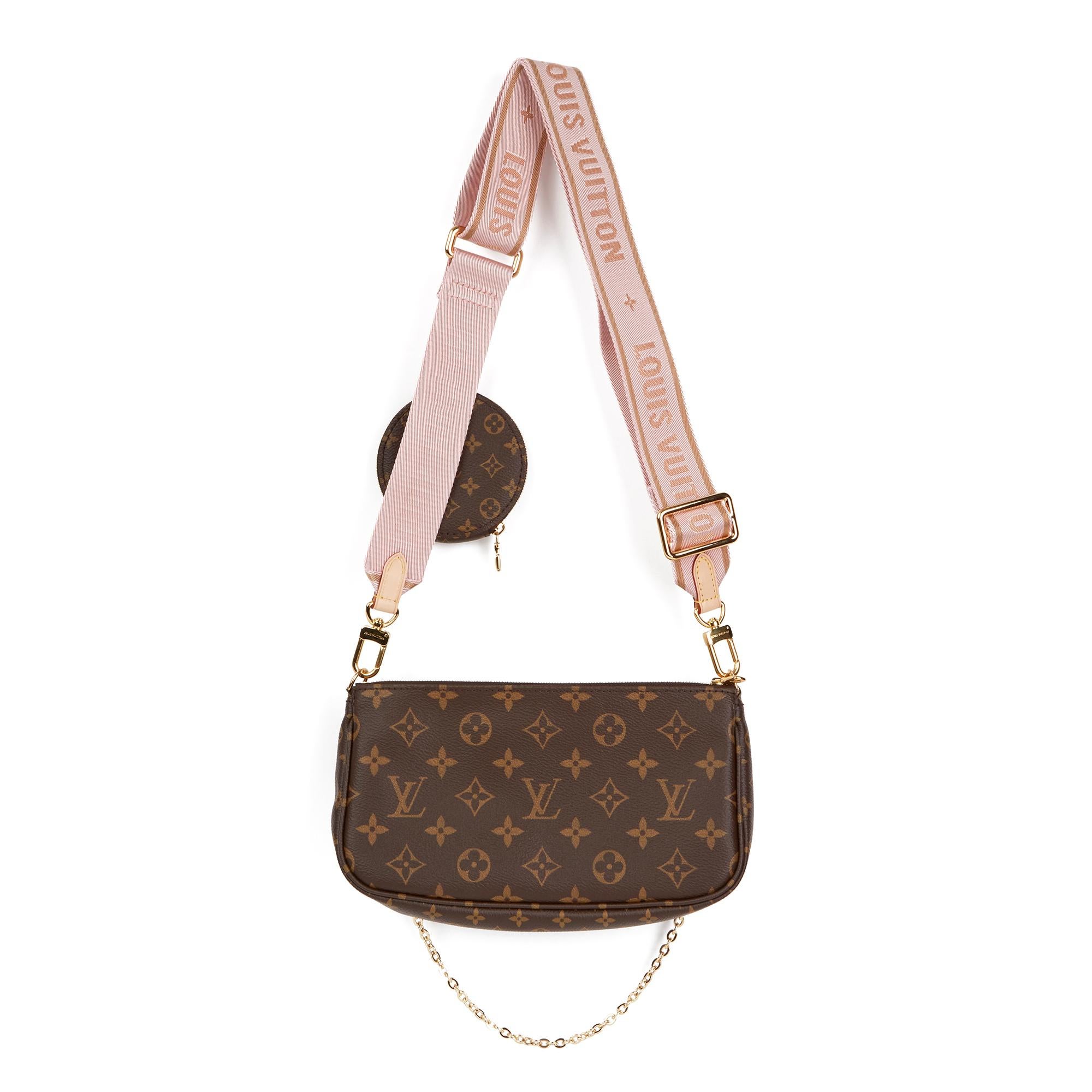 2020 Louis Vuitton Braunes Segeltuch, Rose Chiaro Jacquard Multi Pochette Zubehör 1