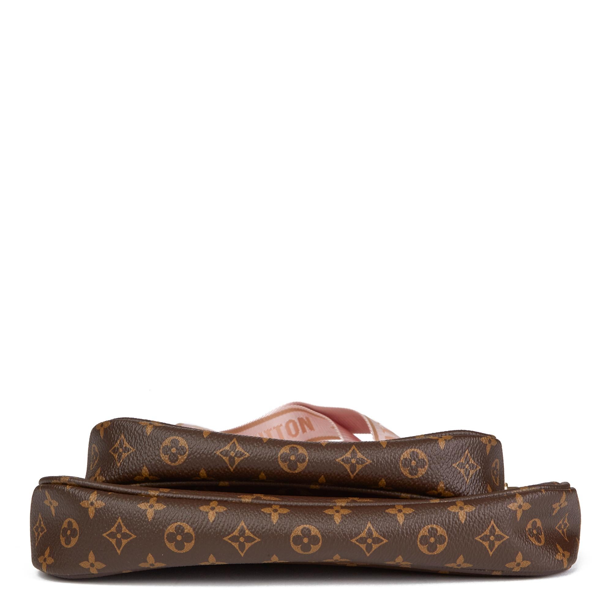 2020 Louis Vuitton Braunes Segeltuch, Rose Chiaro Jacquard Multi Pochette Zubehör 2