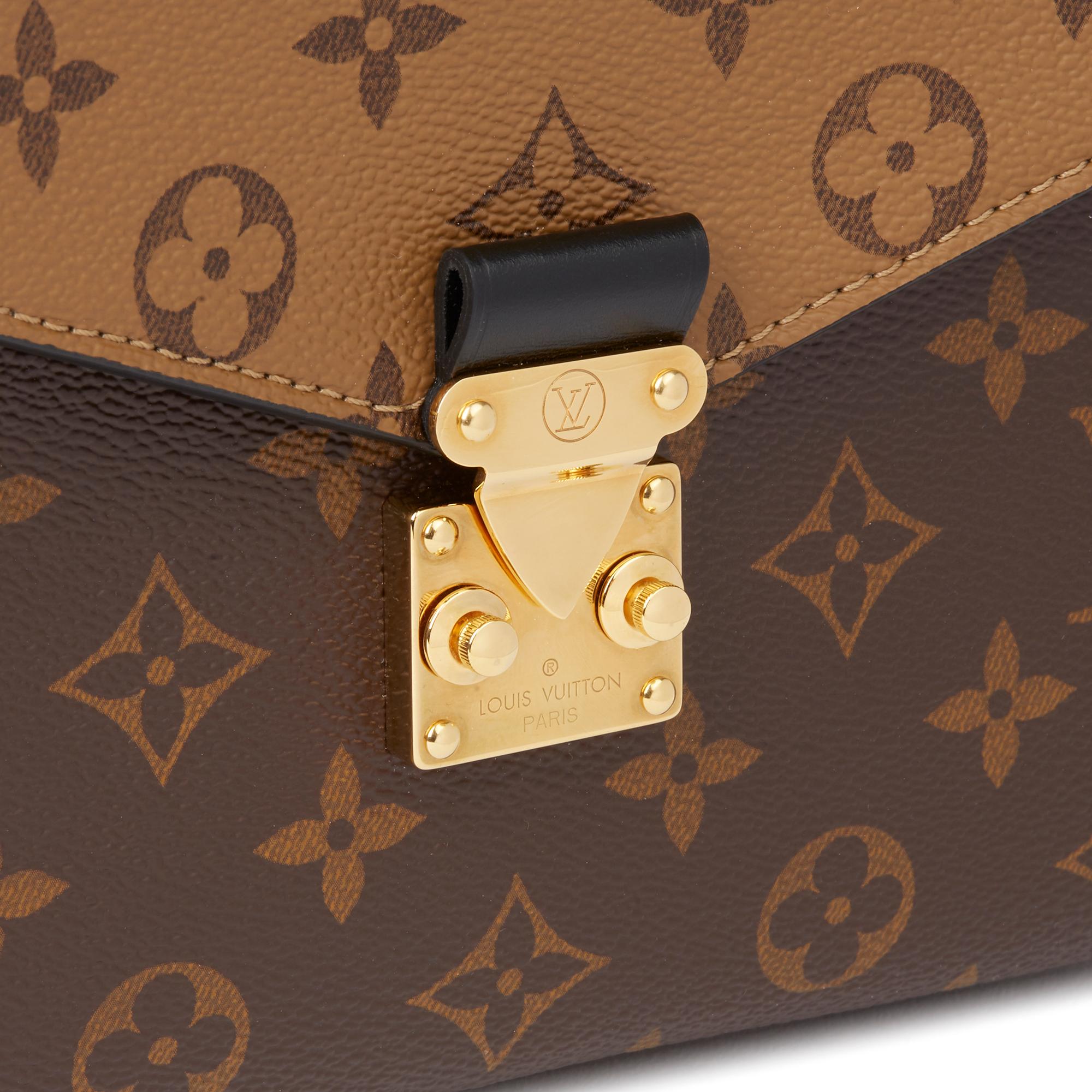 2020 Louis Vuitton Brown Monogram Canvas & Black Calfskin Reverso Pochette Metis 1