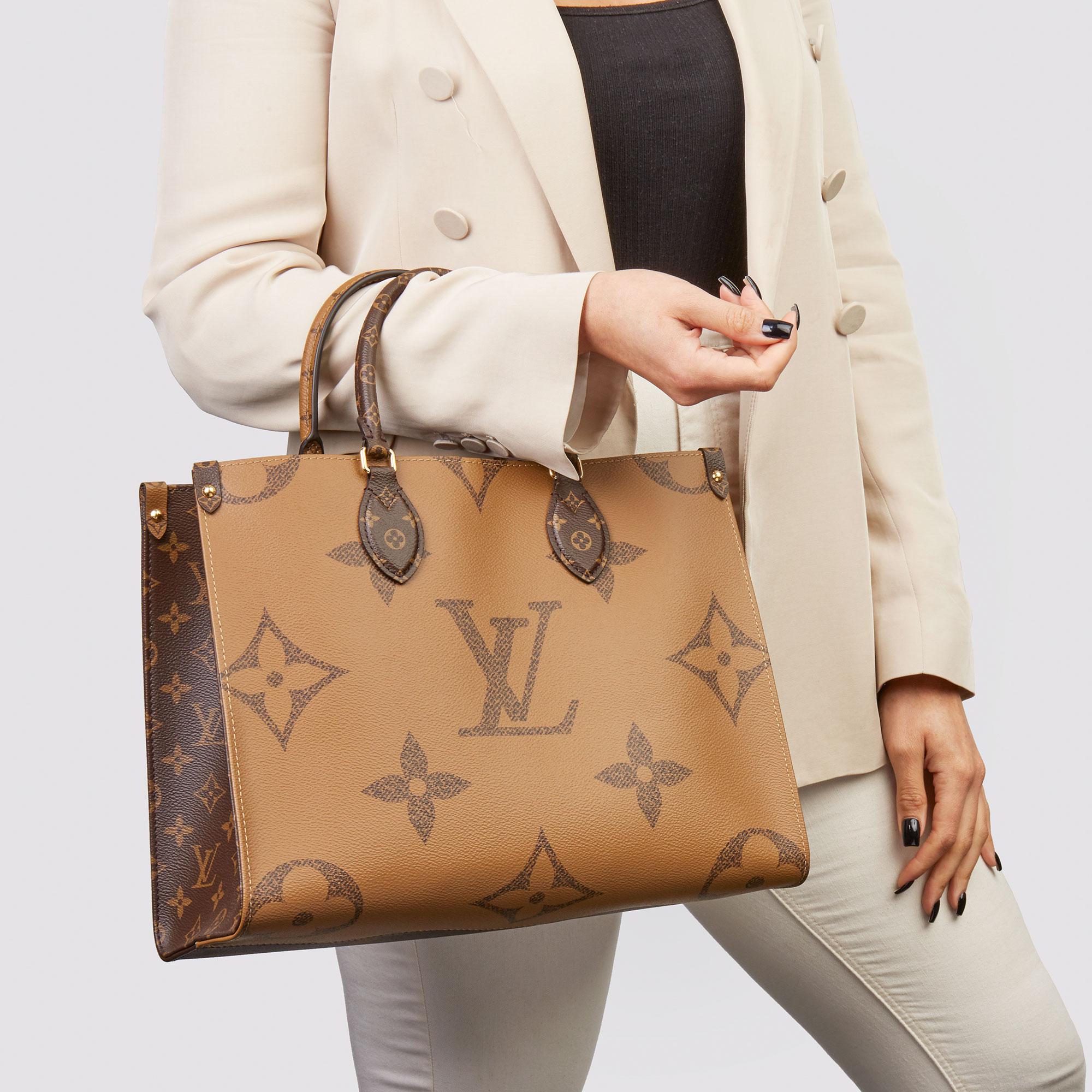 LOUIS VUITTON
Brown Monogram Coated Canvas Reverso Onthego MM

Xupes Reference: HB3555
Serial Number: TR1260
Age (Circa): 2020
Accompanied By: Care Booklet
Authenticity Details: Date Stamp (Made in France) 
Gender: Ladies
Type: Tote,