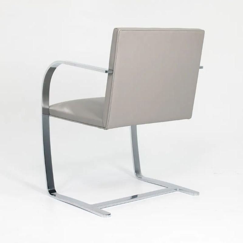 2020 Mies van der Rohe Flat Bar Brno Chairs for Knoll in Grey Leather For Sale 5