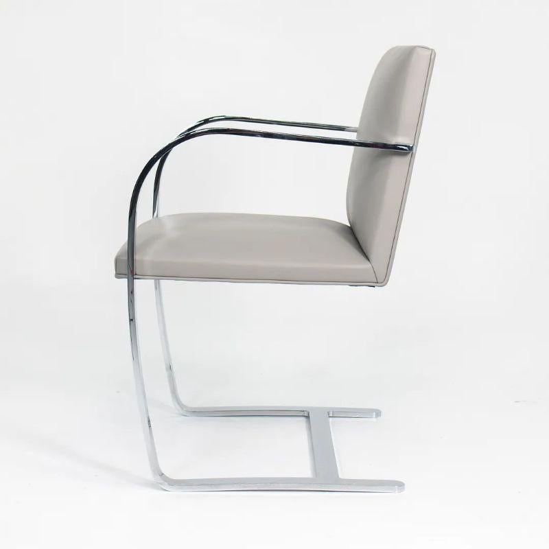 Modern 2020 Mies van der Rohe Flat Bar Brno Chairs for Knoll in Grey Leather For Sale