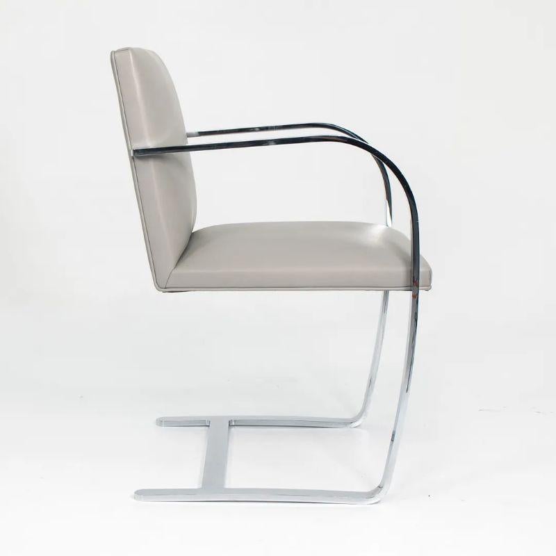 2020 Mies van der Rohe Flat Bar Brno Chairs for Knoll in Grey Leather In Good Condition For Sale In Philadelphia, PA