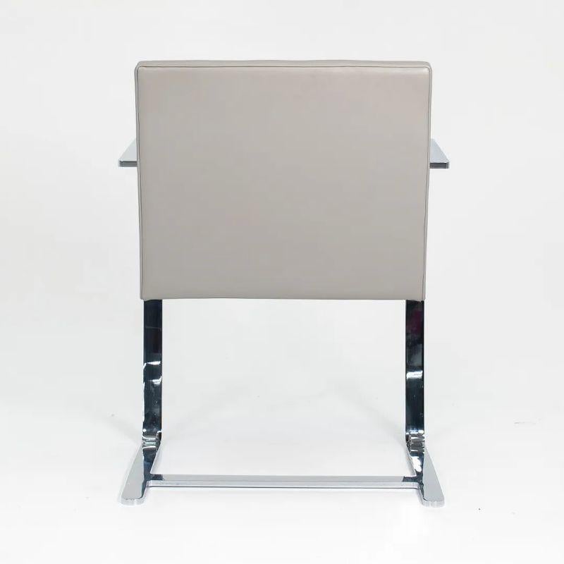 Steel 2020 Mies van der Rohe Flat Bar Brno Chairs for Knoll in Grey Leather For Sale