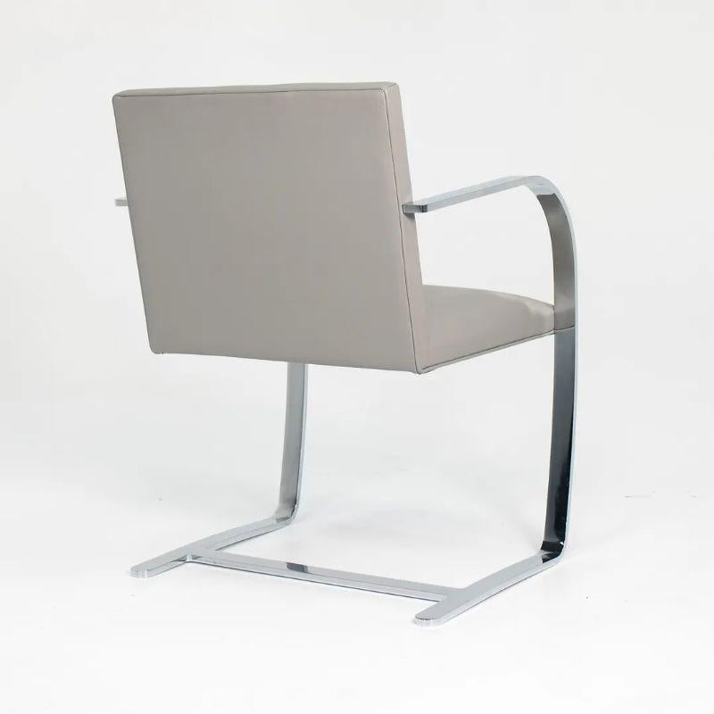 2020 Mies van der Rohe Flat Bar Brno Chairs for Knoll in Grey Leather For Sale 1