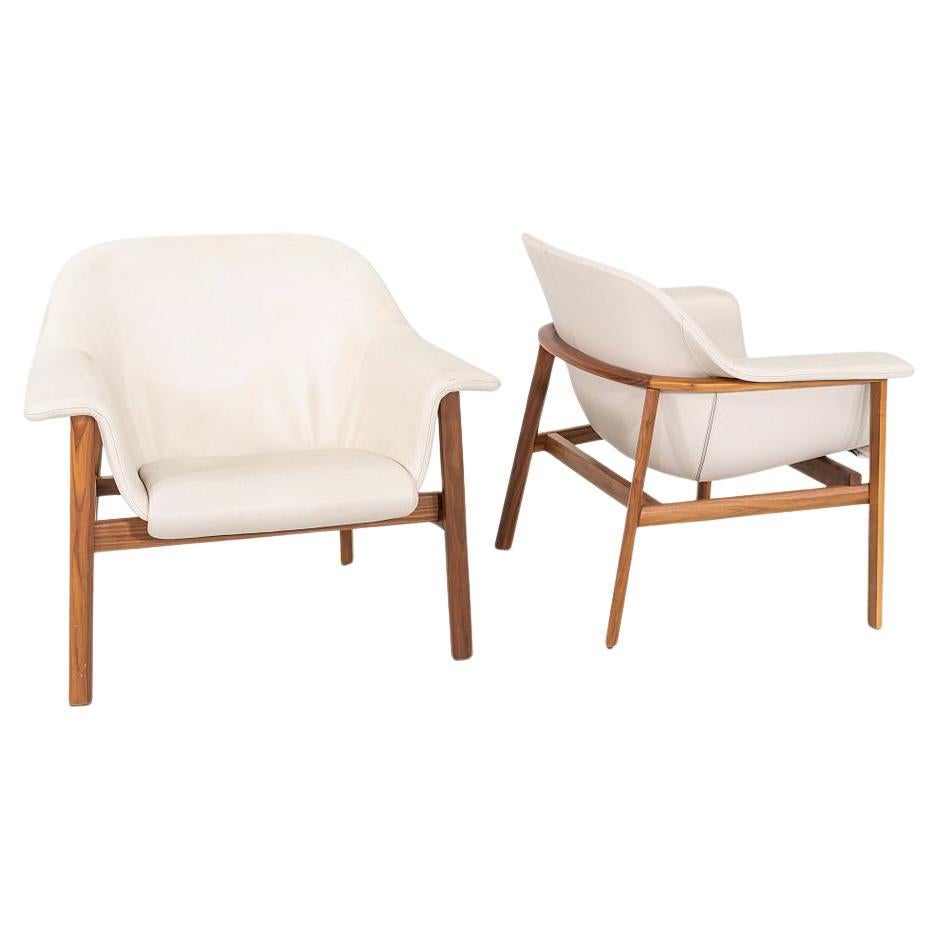 2020 Pair of Neri & Hu for ClassiCon Sedan Lounge Chairs in Beige Leather For Sale