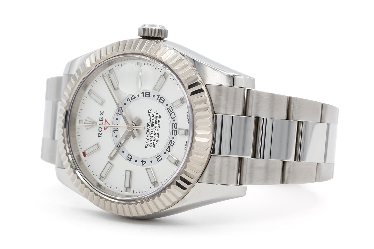 Contemporary 2020 Rolex Sky-Dweller Stainless Steel White Dial 42mm Oyster Box Papers 326934