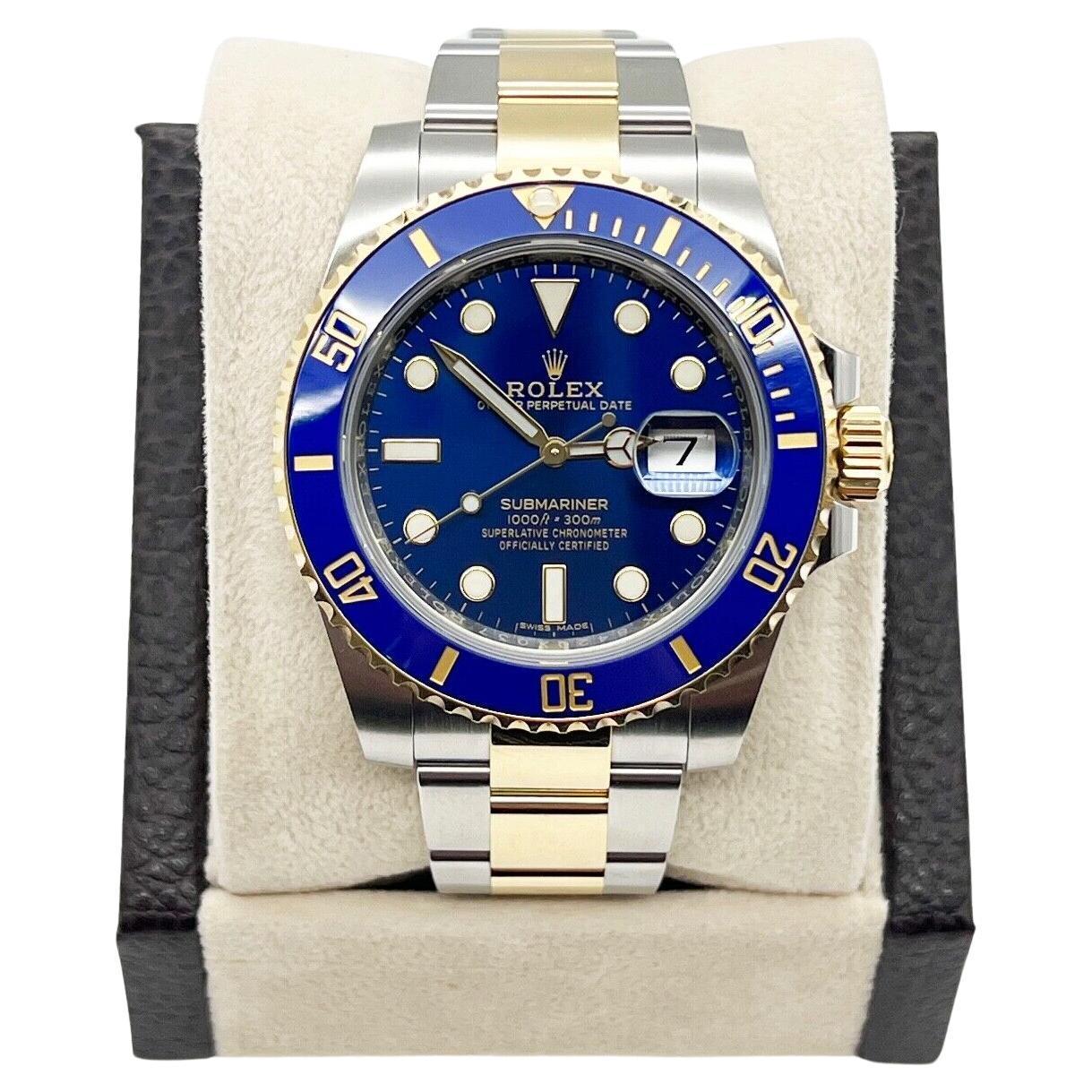 2020 Rolex Submariner 116613 Blue Ceramic 18K Yellow Gold Stainless Box Paper For Sale
