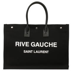 2020 Saint Laurent Saint Laurent Black Canvas & Calfskin Rive Gauche Tote