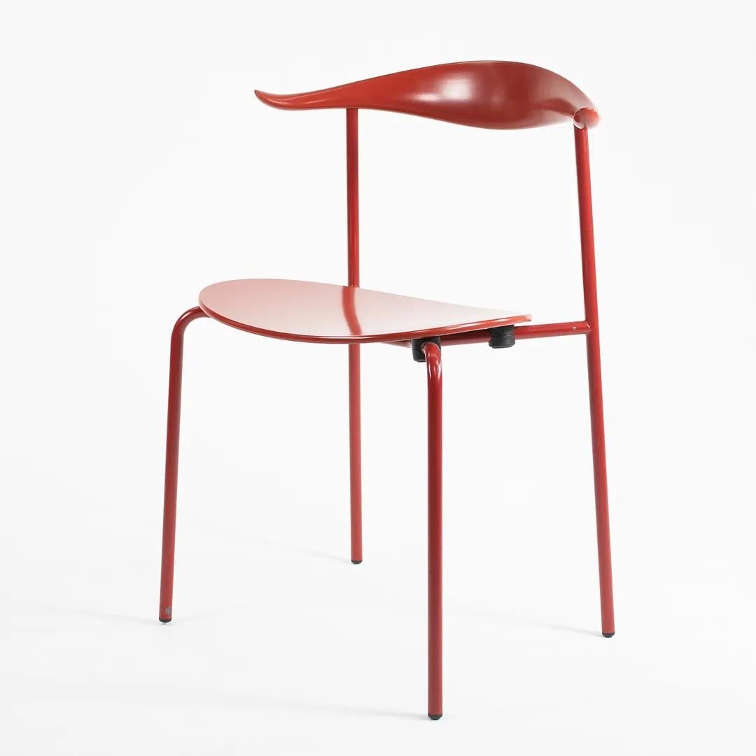 Powder-Coated 2020 Set of Four CH88T Dining Chairs by Hans Wegner for Carl Hansen in Red For Sale