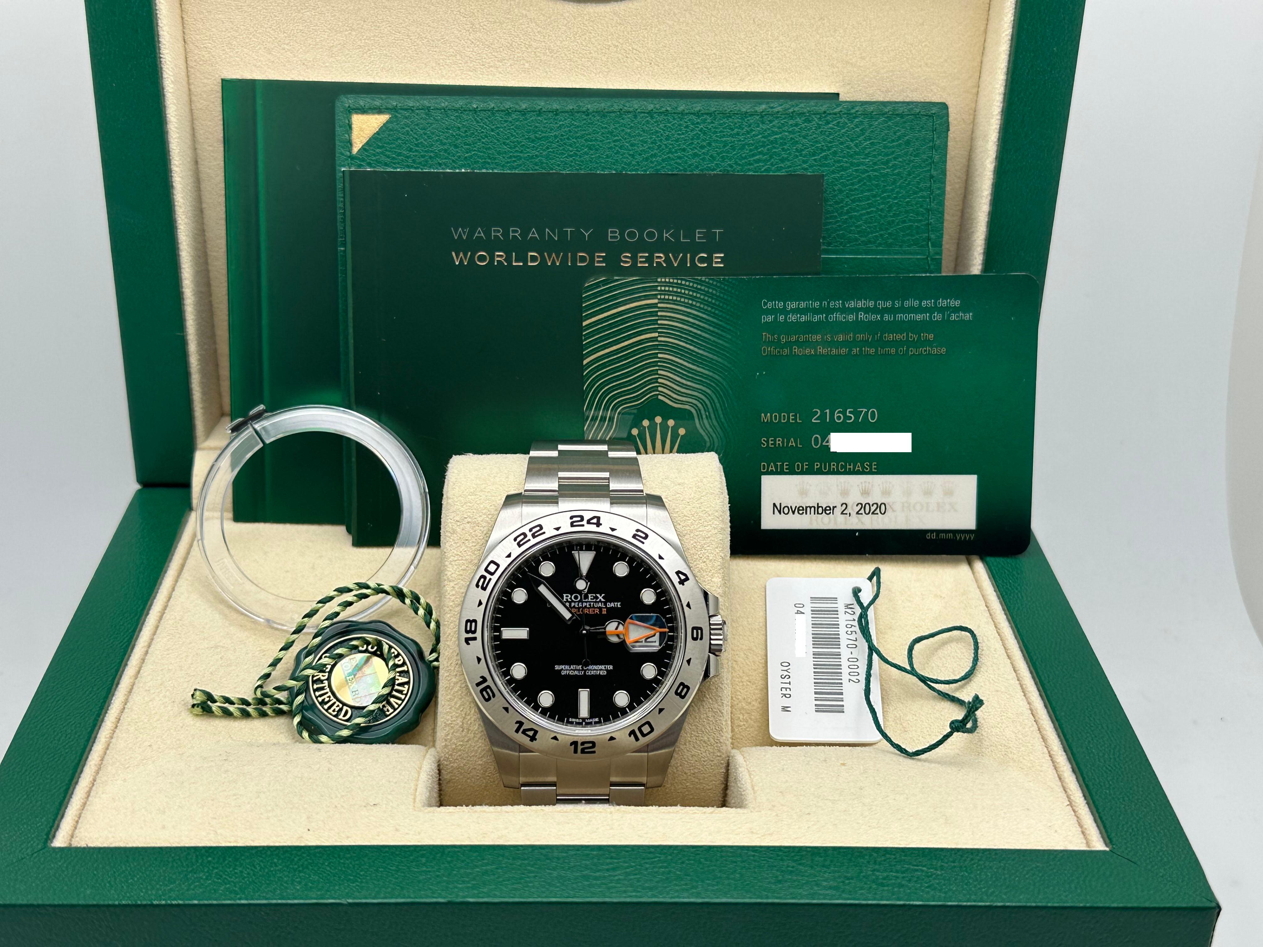 2020 STICKERS Rolex Explorer II 216570 42mm Quadrante Nero Acciaio Inox Carta Scatola in vendita 6