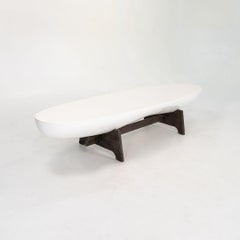 2020 Thomas Bina Danica Coffee Table in White Lacquer and Reclaimed French Oak