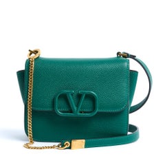 2020 Valentino VLogo green leather small bag