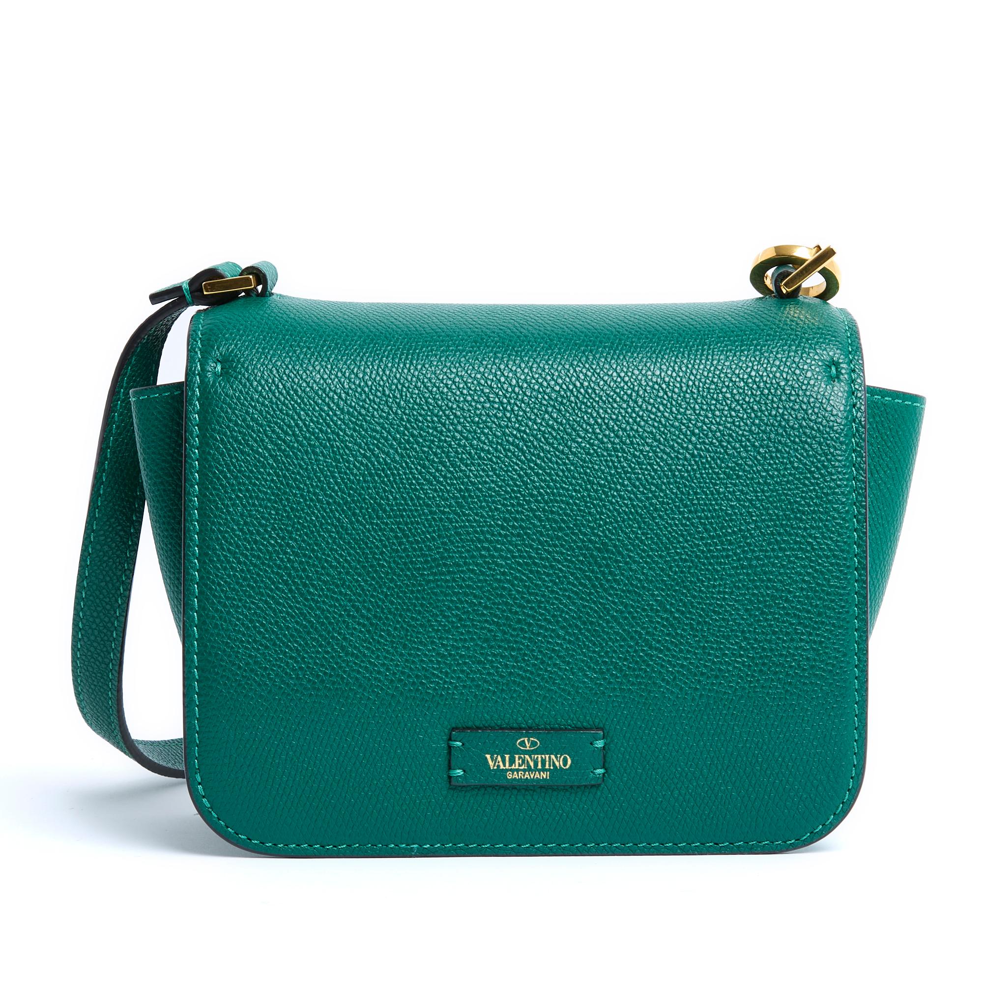 Women's or Men's 2020 Valentino VLogo green leather small bag For Sale