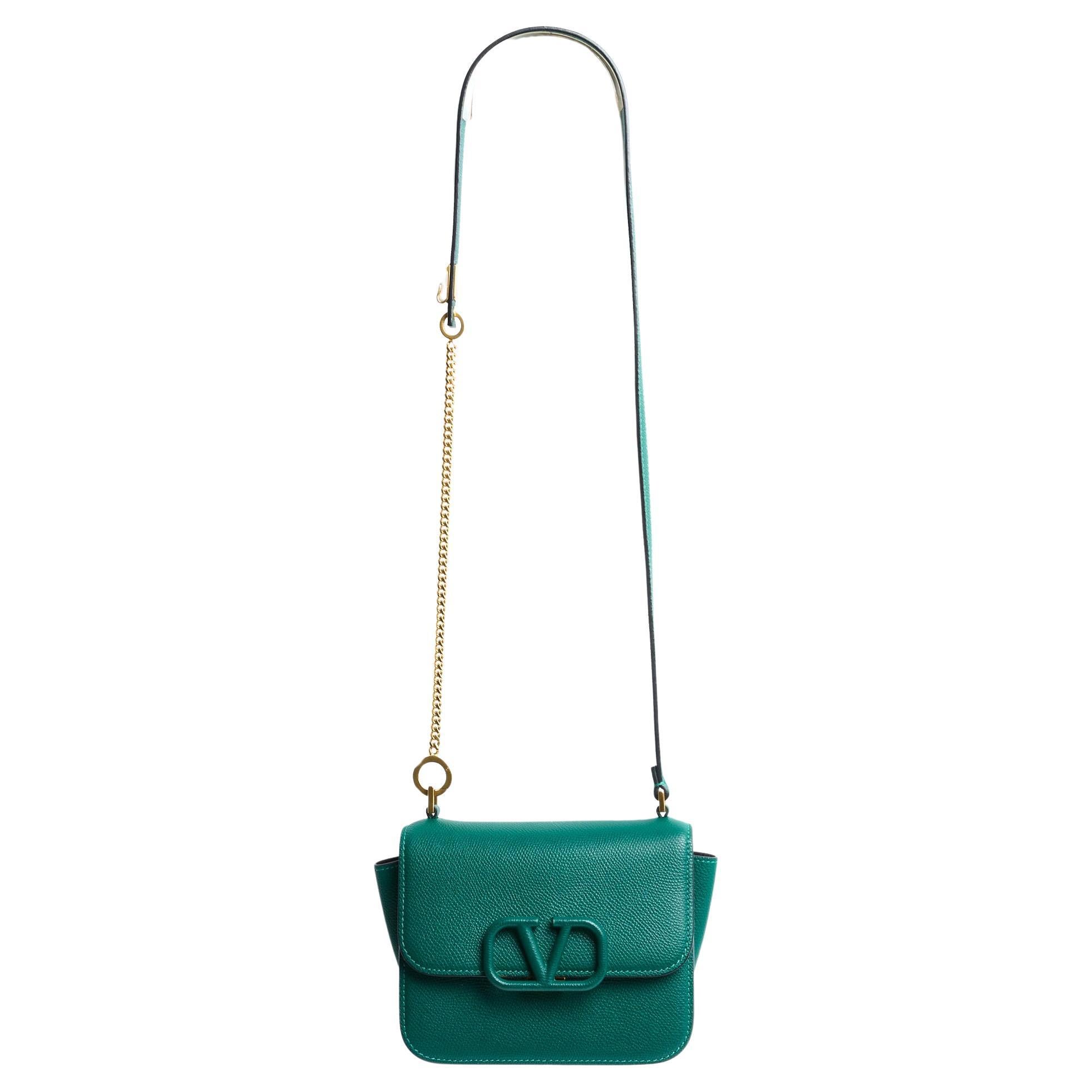 2020 Valentino VLogo green leather small bag For Sale