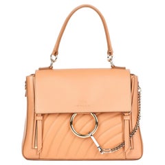 20201 Chloe Peach Quilted Calfskin Leather & Suede Small Faye Day Bag