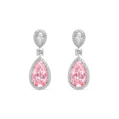 20.20ct Fancy Vivid Pink PearSshape Earrings (Treated Color) Natural Diamonds