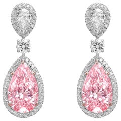 20.20ct Fancy Vivid Pink PearSshape Earrings (Treated Color) Natural Diamonds