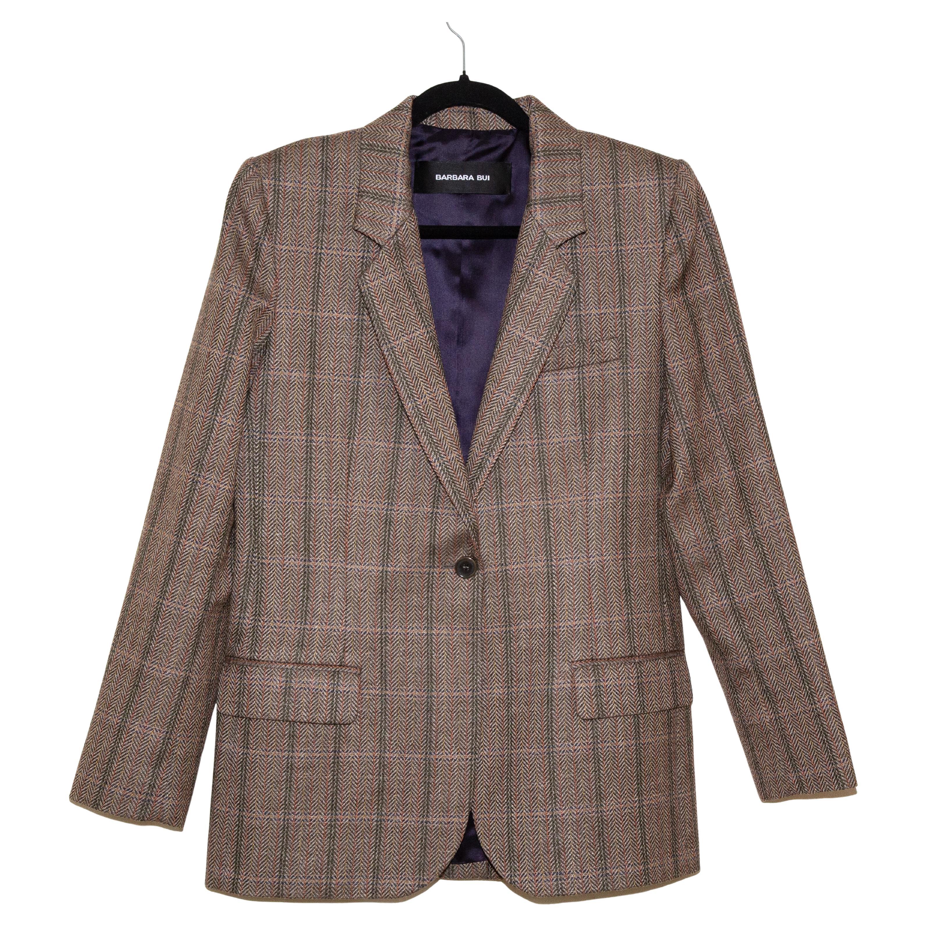 2020s Barbara Bui Wool and SIlk Checked Jacket Size IT 44 Fit IT 44