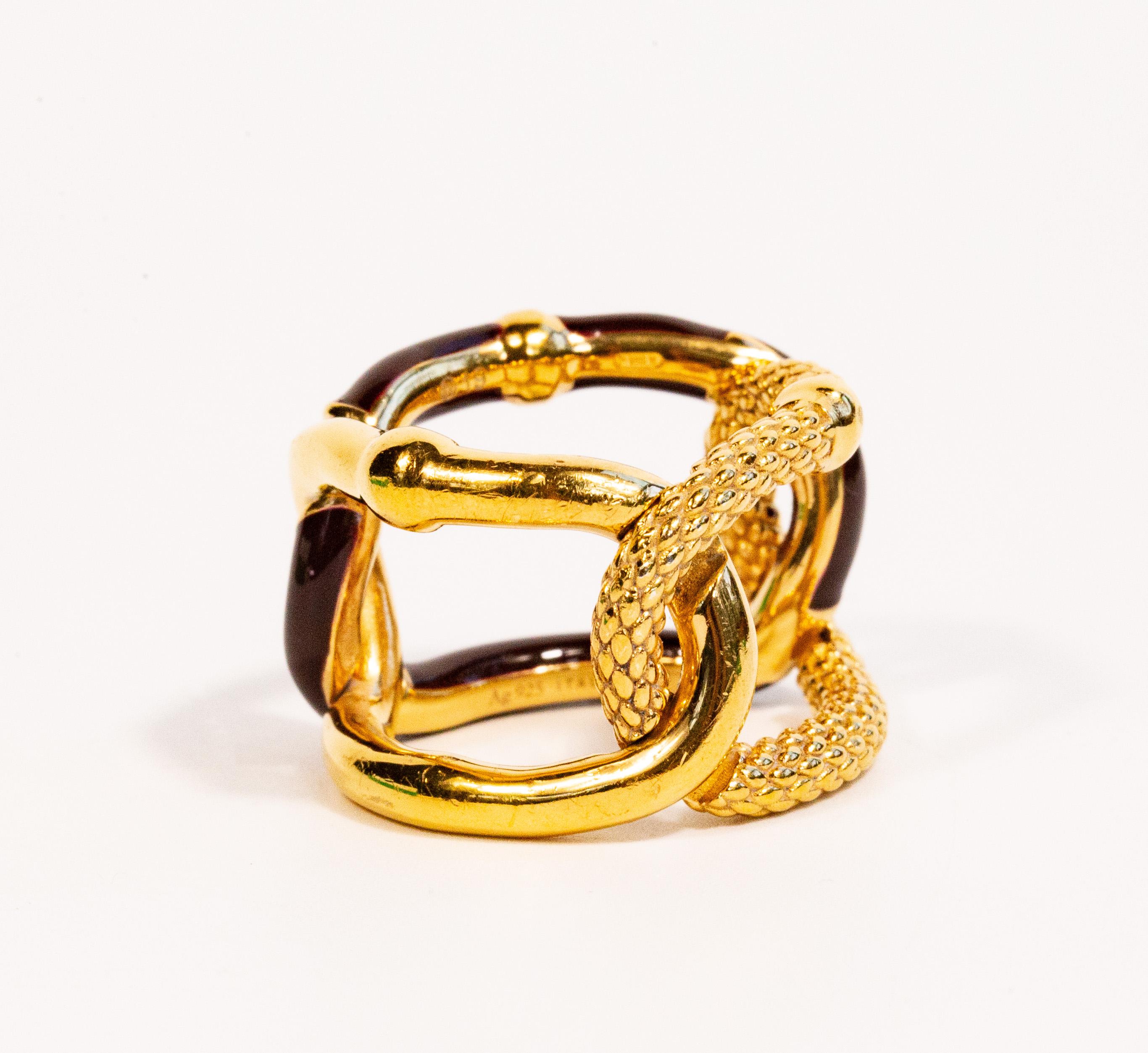 2020er Jahre Bottega Veneta Intreccio Kettenring Gold plissiert Silber und schwarzem Emaille im Zustand „Gut“ im Angebot in Arnhem, NL