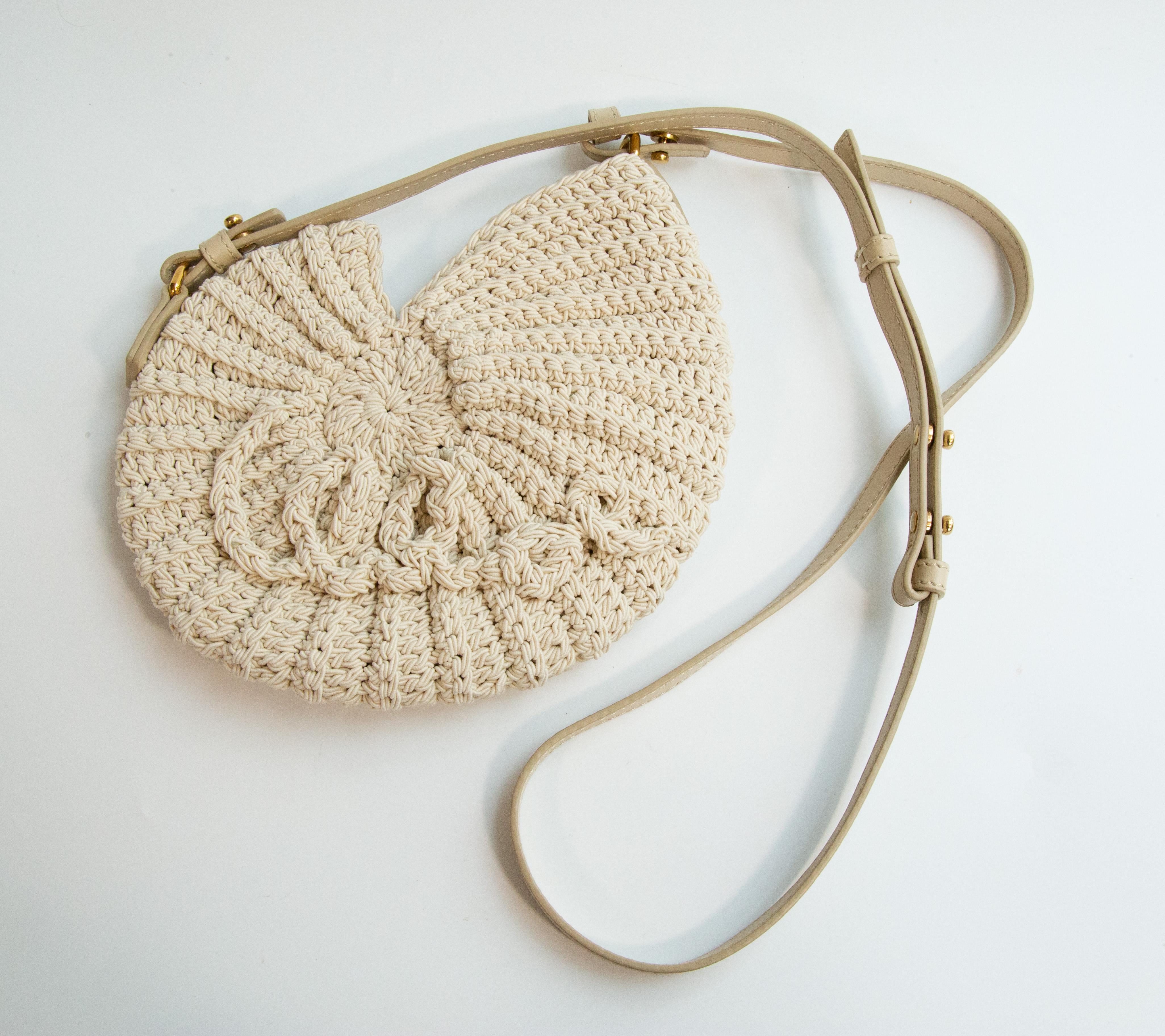 Beige 2020s Chloe Sea Treasure's Crocheted Crossbody Bag For Sale