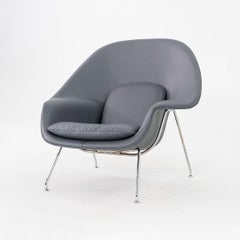 2020s Eero Saarinen for Knoll Womb Lounge Chair in Grey  Leather