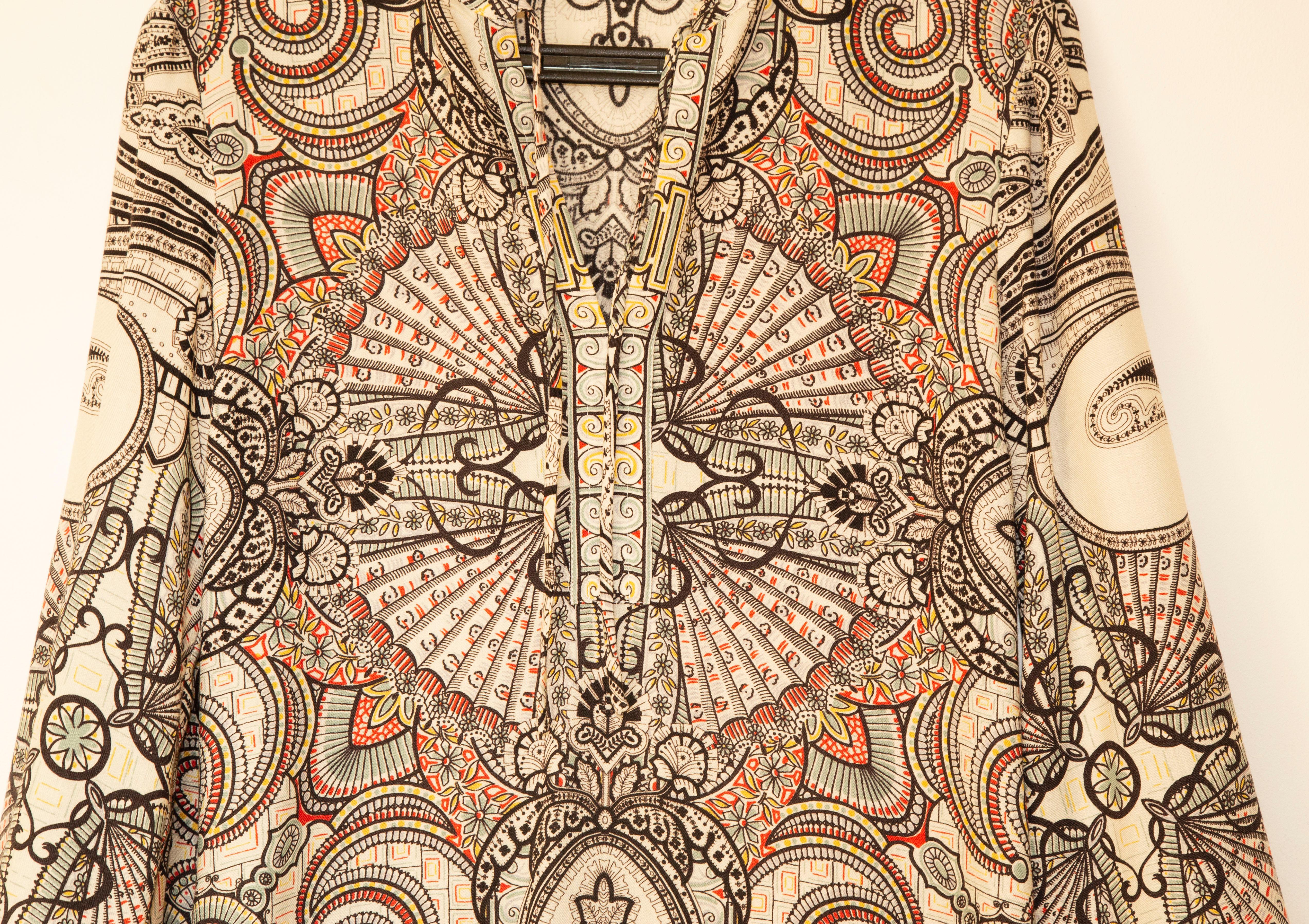 Beige Robe mi-longue en laine et soie ETRO des années 2020 Taille IT 44 en vente