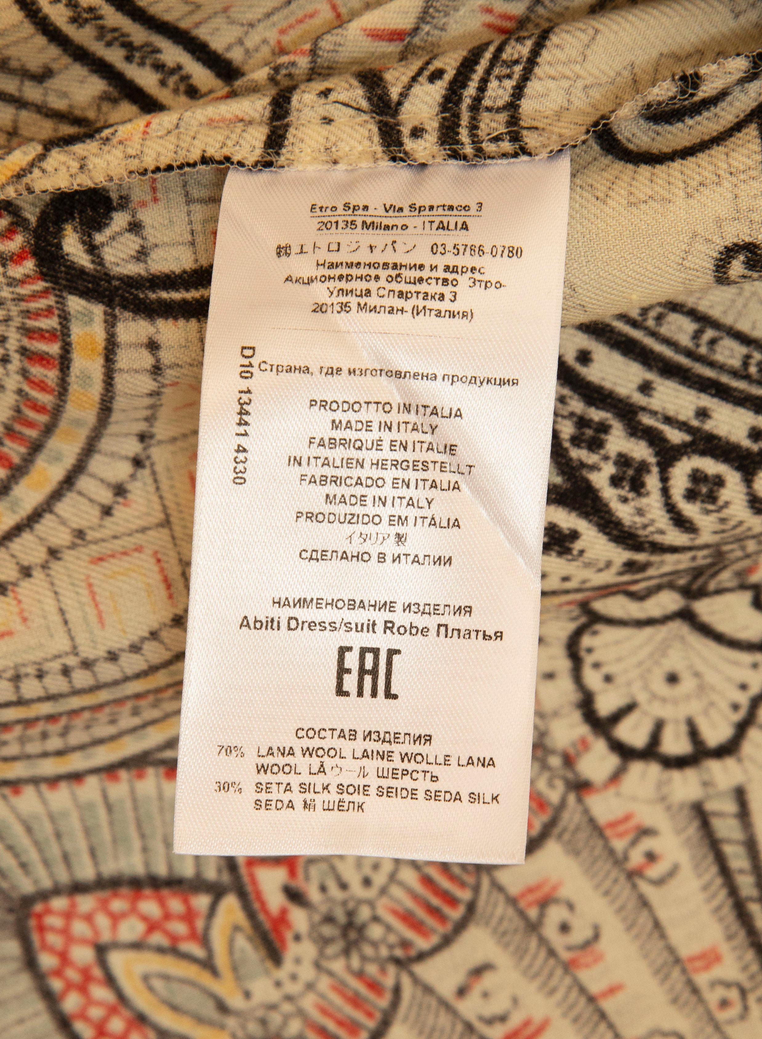 Robe mi-longue en laine et soie ETRO des années 2020 Taille IT 44 en vente 4